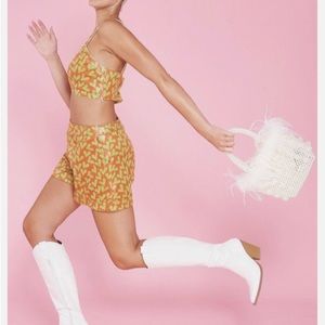 JAYLEY Collection Leather Look Love Heart High Rise Side Zip Shorts S/M